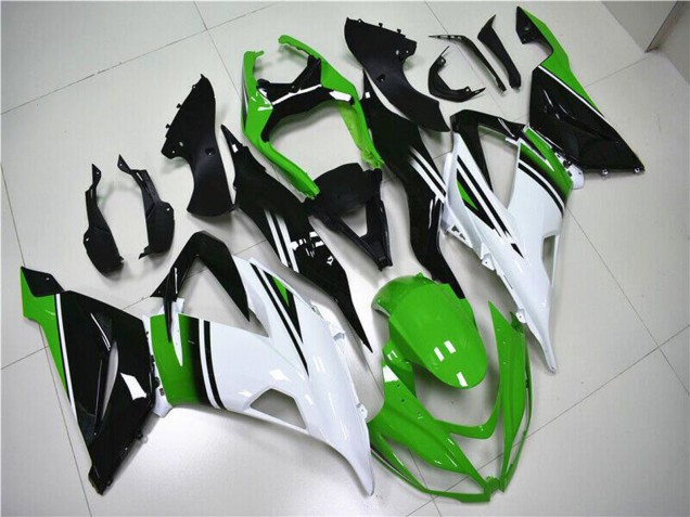 2013-2018 Kawasaki ZX6R Motorcycle Fairings - Green White Glossy Black UK Manufacturers