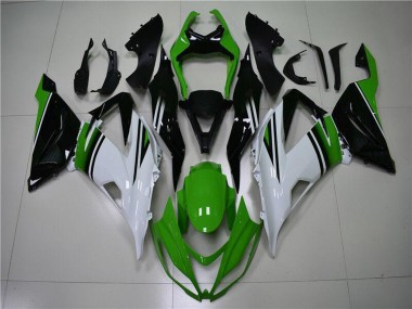 2013-2018 Kawasaki ZX6R Motorcycle Fairings - Green White Glossy Black UK Manufacturers
