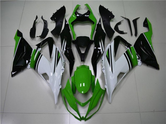 2013-2018 Kawasaki ZX6R Motorcycle Fairings - Green White Glossy Black UK Manufacturers