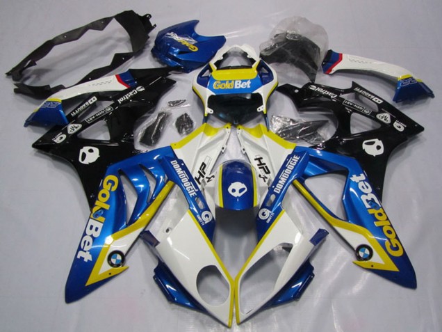 2009-2014 BMW S1000RR Motorcycle Fairings - White Yellow Blue Glossy Black GoldBet HP UK Manufacturers