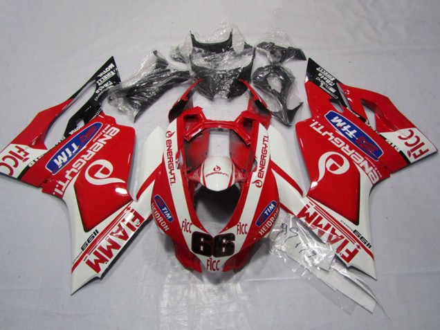 2011-2014 Ducati 1199 Motorcycle Fairings - White Red Fiamm Ficc UK Manufacturers