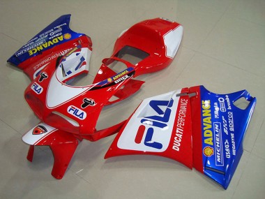 1993-2005 Ducati 748 Motorcycle Fairings - White Red Blue Fila UK Manufacturers