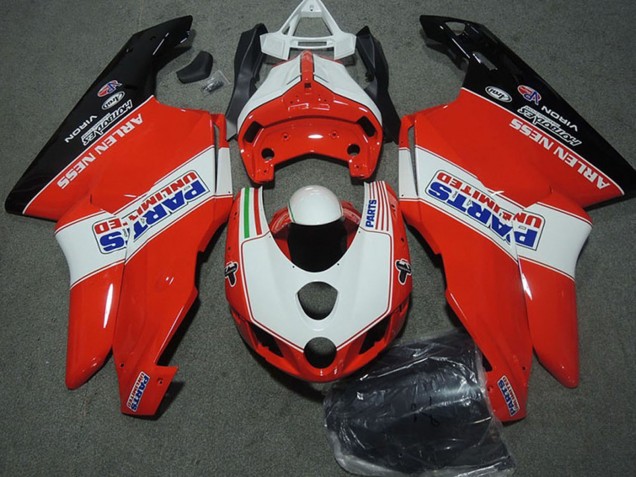 2003-2004 Ducati 749 999 Motorcycle Fairings - White Red Glossy Black Parts Unlimited UK Manufacturers