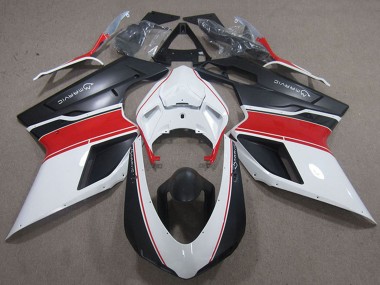 2007-2014 Ducati 848 1098 1198 Motorcycle Fairings - White Red Matte Black Marvic UK Manufacturers