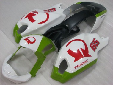 2008-2012 Ducati Monster 696 Motorcycle Fairings - White Green Red Pramac 65 UK Manufacturers