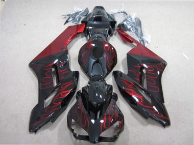 2004-2005 Honda CBR1000RR Motorcycle Fairing - Glossy Black Red Flame UK Manufacturers