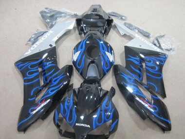 2004-2005 Honda CBR1000RR Motorcycle Fairings - Glossy Black Blue Flame UK Manufacturers