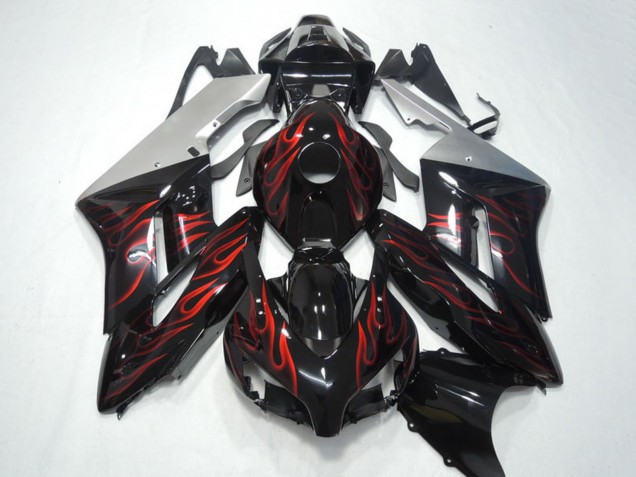 2004-2005 Honda CBR1000RR Motorcycle Fairings - Silver Glossy Black Red Flame UK Manufacturers