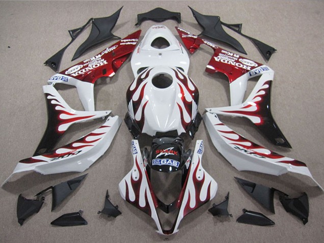 2004-2005 Honda CBR1000RR Motorcycle Fairings - White Red Glossy Black Flame SHARK UK Manufacturers