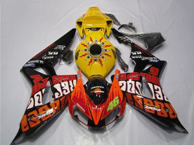 2006-2007 Honda CBR1000RR Motorcycle Fairings - Yellow Orange Glossy Black Rossi Repsol 46 UK Manufacturers