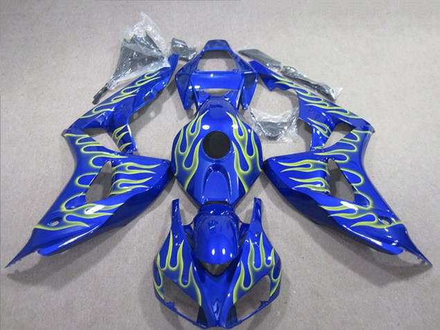 2006-2007 Honda CBR1000RR Motorcycle Fairings - Blue Green Flame UK Manufacturers