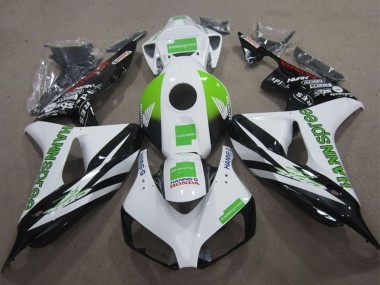 2006-2007 Honda CBR1000RR Motorcycle Fairings - White Green Glossy Black Hannspree UK Manufacturers