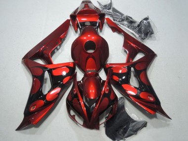 2006-2007 Honda CBR1000RR Motorcycle Fairings - Red Glossy Black Flame UK Manufacturers