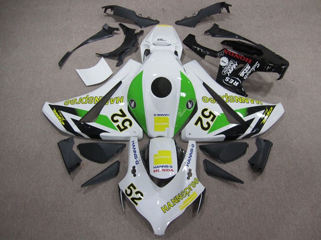 2008-2011 Honda CBR1000RR Motorcycle Fairings - White Green Yellow Glossy Black Hannspree 52 UK Manufacturers