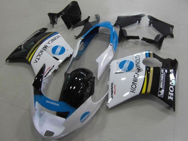 1996-2007 Honda CBR1100XX Blackbird Motorcycle Fairings - White Blue Glossy Black Konica Minolta UK Manufacturers