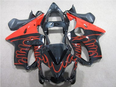 2001-2003 Honda CBR600 F4i Motorcycle Fairing Kits - Glossy Black Red Flame UK Manufacturers