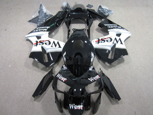 2003-2004 Honda CBR600RR Motorcycle Fairings - Glossy Black White West UK Manufacturers