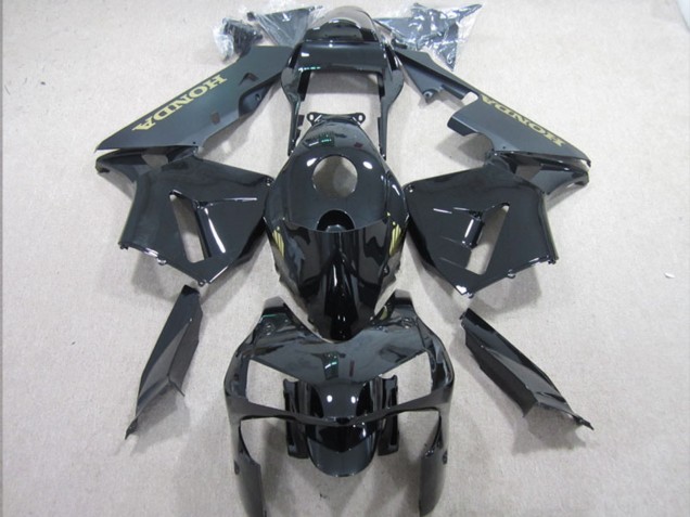 2003-2004 Honda CBR600RR Motorcycle Fairings - Glossy Black Matte Black Gold Decal UK Manufacturers