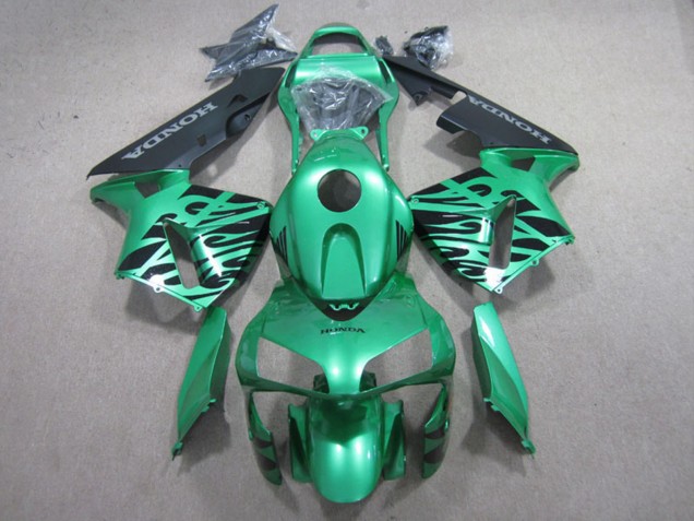 2003-2004 Honda CBR600RR Motorcycle Fairings - Green Black Flame UK Manufacturers