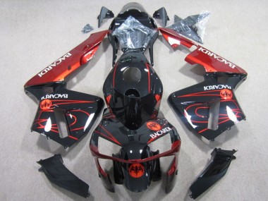 2003-2004 Honda CBR600RR Motorcycle Fairings - Glossy Black Red RACARDI UK Manufacturers