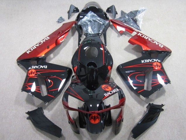2003-2004 Honda CBR600RR Motorcycle Fairings - Glossy Black Red RACARDI UK Manufacturers