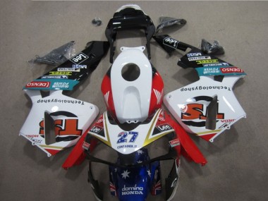 2005-2006 Honda CBR600RR Motorcycle Fairings - White Red Blue Glossy Black Star Lee 27 UK Manufacturers