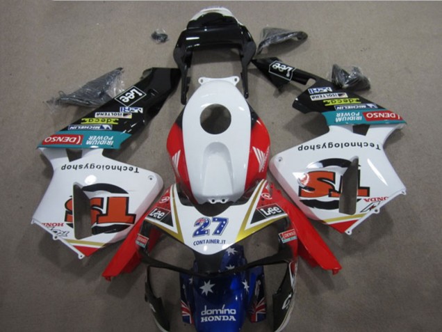 2005-2006 Honda CBR600RR Motorcycle Fairings - White Red Blue Glossy Black Star Lee 27 UK Manufacturers