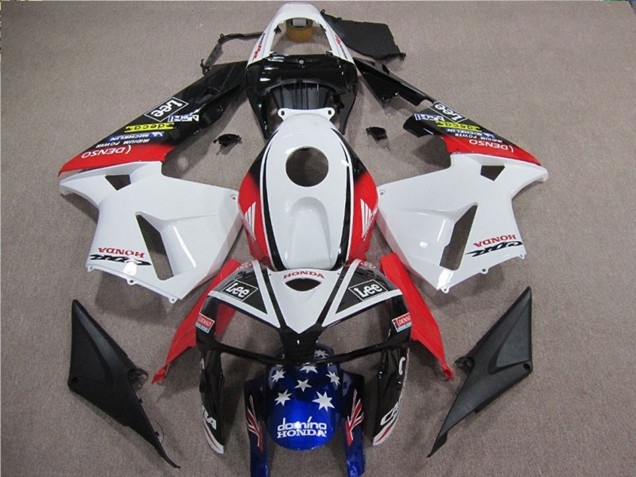 2005-2006 Honda CBR600RR Motorcycle Fairings - White Red Blue Black Star Lee UK Manufacturers