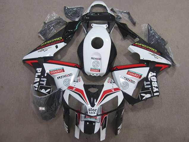 2005-2006 Honda CBR600RR Motorcycle Fairings - White Red Black Star Lock Playboy UK Manufacturers