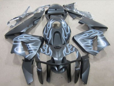 2005-2006 Honda CBR600RR Motorcycle Fairings - Matte Black Silver Flame UK Manufacturers
