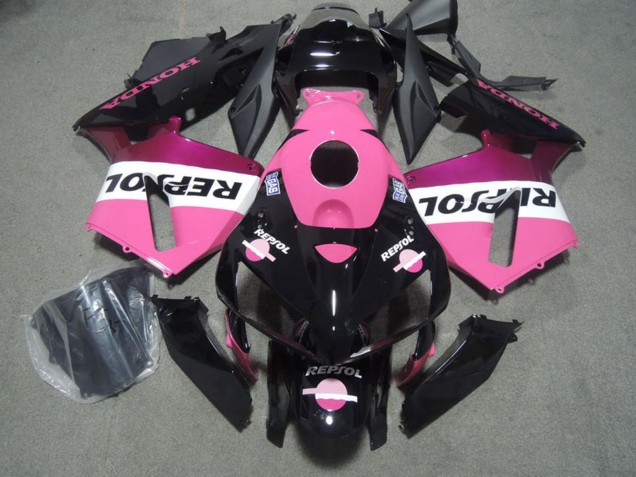2005-2006 Honda CBR600RR Motorcycle Fairings - Glossy Black Pink Repsol UK Manufacturers