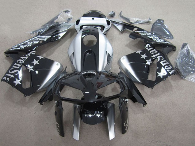2005-2006 Honda CBR600RR Motorcycle Fairings - Glossy Black Silver SevenStars UK Manufacturers