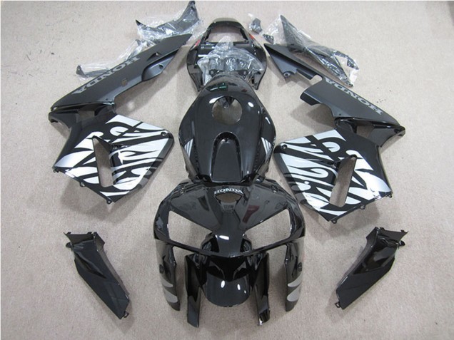 2005-2006 Honda CBR600RR Motorcycle Fairing - Glossy Black Silver Flame UK Manufacturers