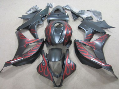 2007-2008 Honda CBR600RR Motorcycle Fairings - Matte Black Red Flame UK Manufacturers