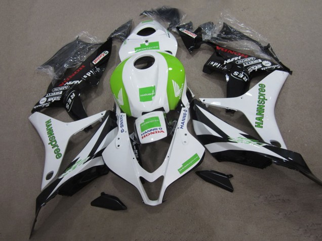 2007-2008 Honda CBR600RR Motorcycle Fairing Kits - White Green Glossy Black Hannspree UK Manufacturers
