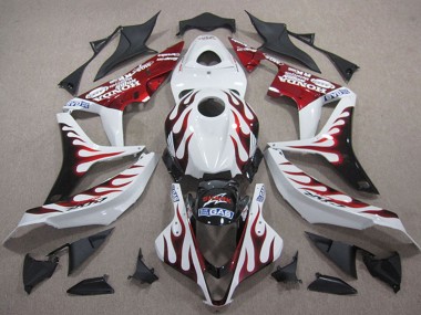 2007-2008 Honda CBR600RR Motorcycle Fairings - White Red Glossy Black Flame UK Manufacturers