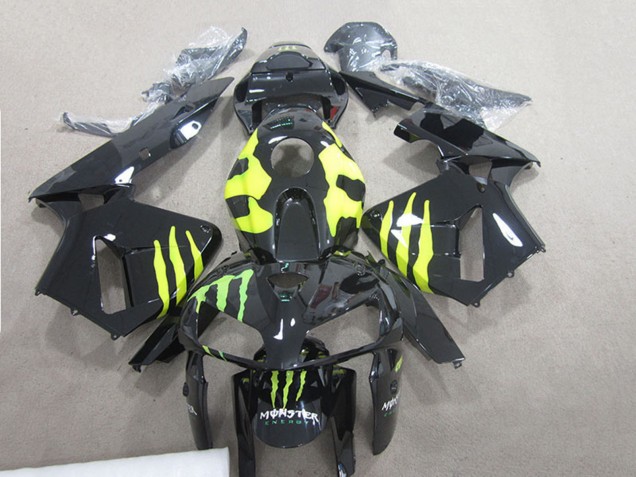 2007-2008 Honda CBR600RR Motorcycle Fairings - Glossy Black Yellow Green Monster UK Manufacturers