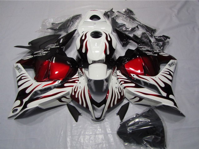 2009-2012 Honda CBR600RR Motorcycle Fairings - White Red Glossy Black Flame UK Manufacturers