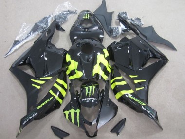 2009-2012 Honda CBR600RR Motorcycle Fairings - Glossy Black Yellow Monster UK Manufacturers