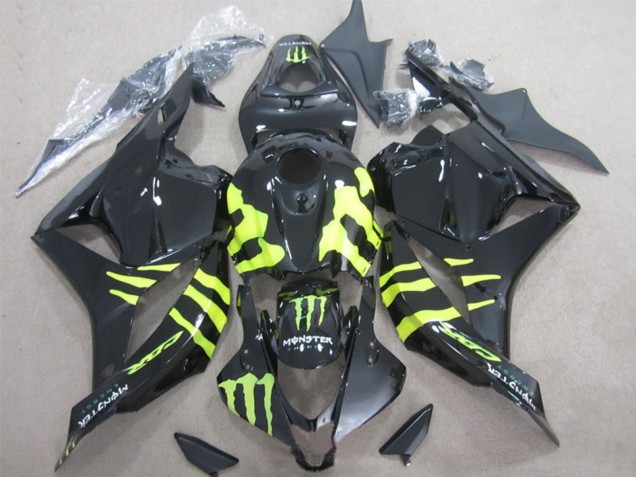 2009-2012 Honda CBR600RR Motorcycle Fairings - Glossy Black Yellow Monster UK Manufacturers