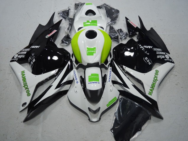 2009-2012 Honda CBR600RR Motorcycle Fairing - White Green Glossy Black Hannspree UK Manufacturers