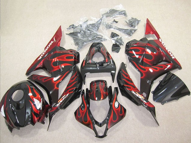 2009-2012 Honda CBR600RR Motorcycle Fairing - Glossy Black Red Flame UK Manufacturers