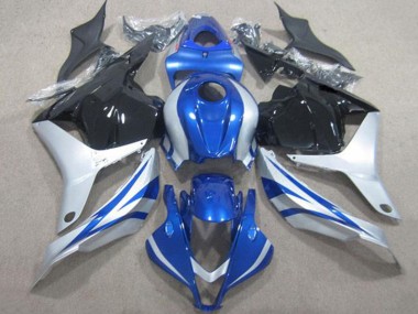 2009-2012 Honda CBR600RR Motorcycle Fairings - Silver Blue Glossy Black Stripe UK Manufacturers