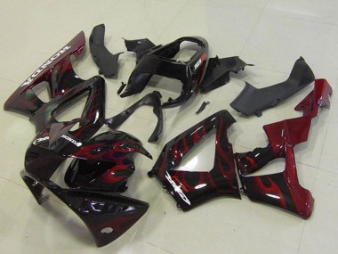 2000-2001 Honda CBR900RR 929 Motorcycle Fairings - Glossy Black Red Flame UK Manufacturers