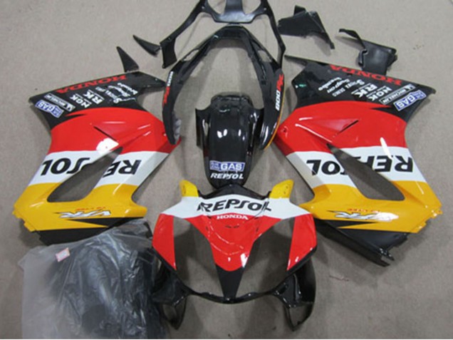 2002-2013 Honda VFR 800 Motorcycle Fairings - Yellow White Red Glossy Black Repsol UK Manufacturers