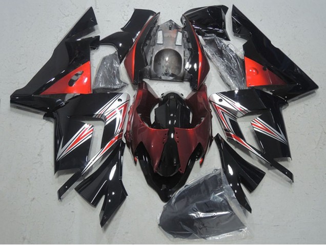 2004-2005 Kawasaki ZX10R Motorcycle Fairings - Black Red UK Manufacturers