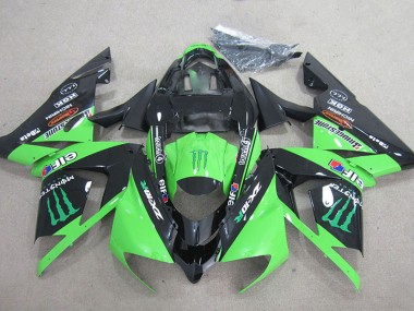 2004-2005 Kawasaki ZX10R Motorcycle Fairings - Black Green Monster UK Manufacturers