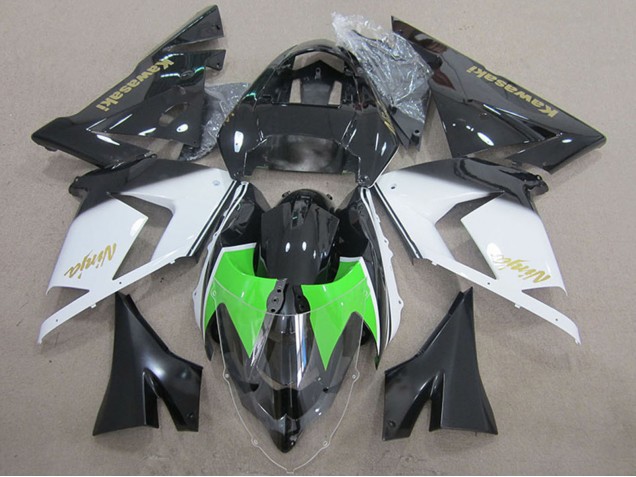 2004-2005 Kawasaki ZX10R Motorcycle Fairings - Black White Gold Ninja UK Manufacturers