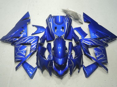 2004-2005 Kawasaki ZX10R Motorcycle Fairings - Blue White Flame UK Manufacturers