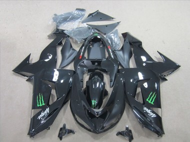 2006-2007 Kawasaki ZX10R Motorcycle Fairings - Glossy Black Green Monster UK Manufacturers